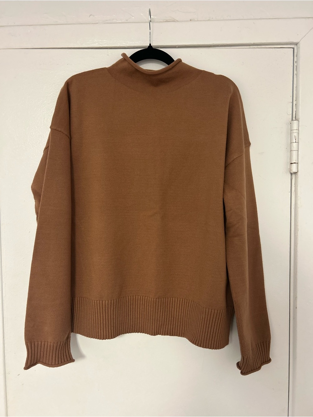 Hem & Thread Camel Mock Neck Sweater